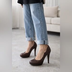 Chloé VTG Brown Leather Platform Pumps | Made in Italy| Designer Heels  Size 38